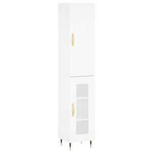 vidaXL Висок шкаф, бял, 34,5x34x180 см, инженерно дърво
