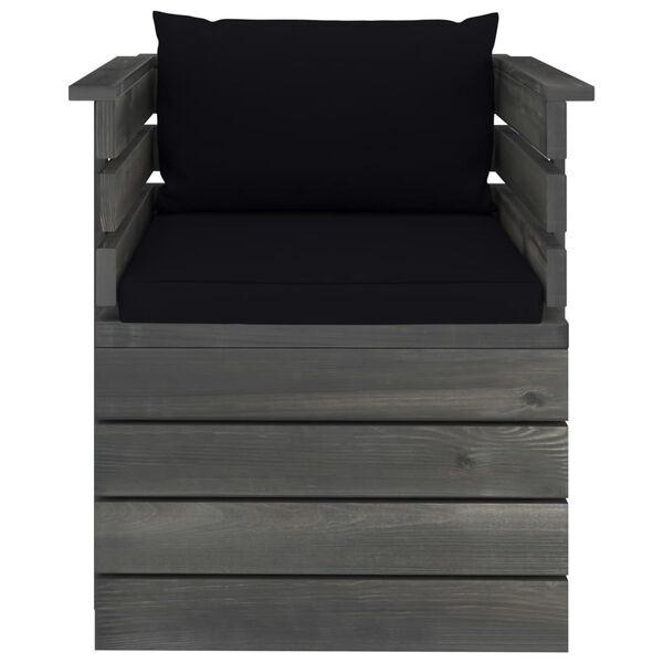 vidaXL Градински фотьойл с възглавници, борова дървесина