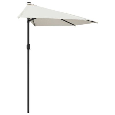 vidaXL Балконски чадър с алуминиев прът, пясъчен, 300x155 см, половин