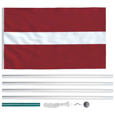 vidaXL Флаг на Латвия и алуминиев флагщок, 6,2 м