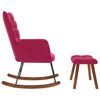 vidaXL Люлеещ се стол с табуретка Вино Червено кадифе