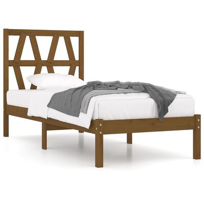 vidaXL Рамка за легло, меденокафява, бор, 75x190 см, Small Single