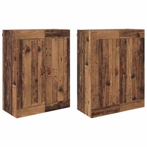 vidaXL Стенно монтиран шкаф 2 pcs Старо дърво 69,5 x 34 x 90 см