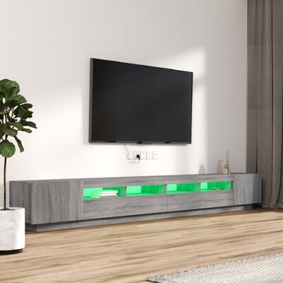 vidaXL Комплект ТВ шкафове от 3 части с LED сив сонома инженерно дърво