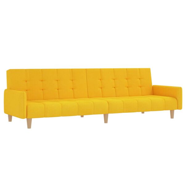 vidaXL 2-местен разтегателен диван с табуретка, жълт, текстил