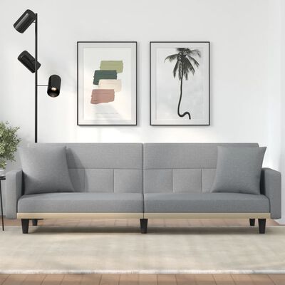 vidaXL Разтегателен диван с възглавници, светлосив, плат