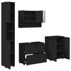 vidaXL Комплект мебели за баня 4 pcs Черно Конструирано дърво и метал.