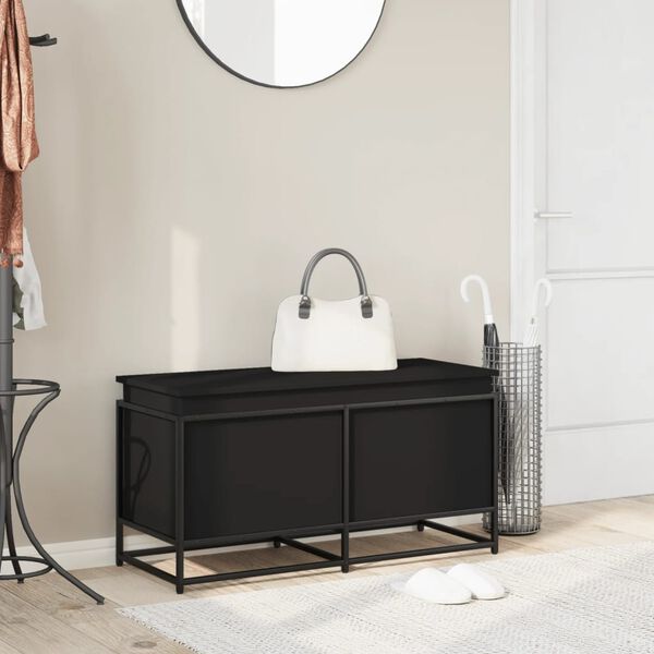 vidaXL Кутия за съхранение с капак черна 100x40x51,5см инженерно дърво