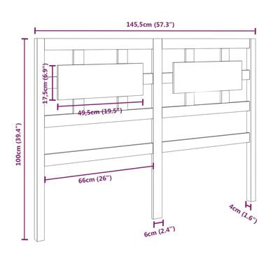 vidaXL Горна табла за легло, 145,5x4x100 см, бор масив