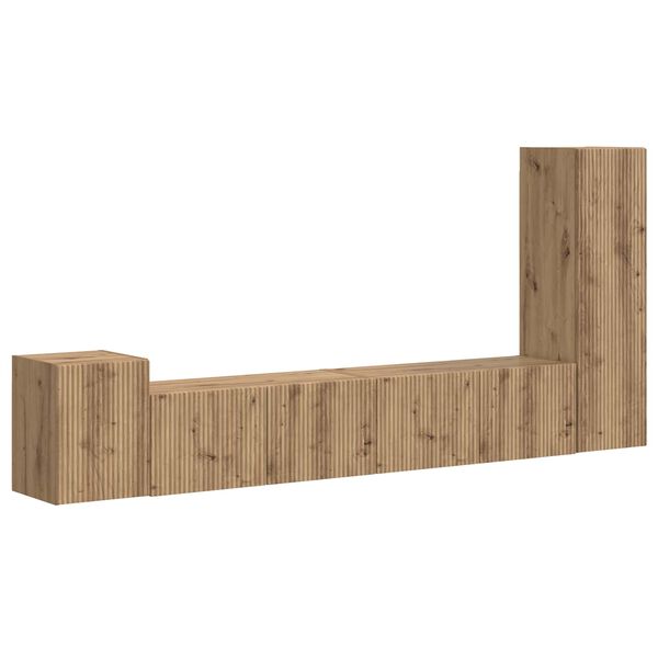 vidaXL Комплект ТВ шкаф Монтиране на стена 3 pcs Дъб Инженерно дърво