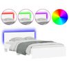 vidaXL Рамка за легло с горна табла и LED, бяла, 140x190 см