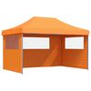 vidaXL Сгъваема парти шатра pop-up с 3 странични стени оранжева