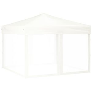 vidaXL Сгъваема парти палатка със странични стени, бяла, 3x3 м