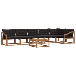 vidaXL Комплект дивани за открито 7 pcs Естествено и черно