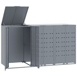 vidaXL Навес за 3 коша на колела, сив, 207x79x117 см, стомана
