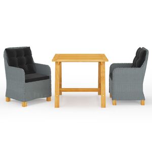 vidaXL Градински трапезен комплект, 3 части, светлосив