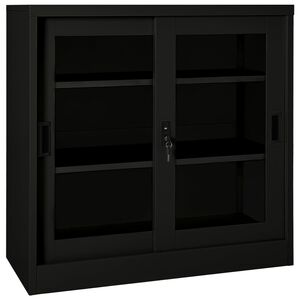 vidaXL Шкаф с плъзгаща врата, черен, 90x40x90 см, стомана