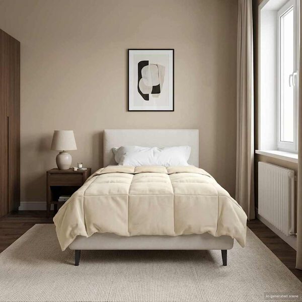 vidaXL Летен юрган Патичено Крем 135 x 220 см Микрофибър