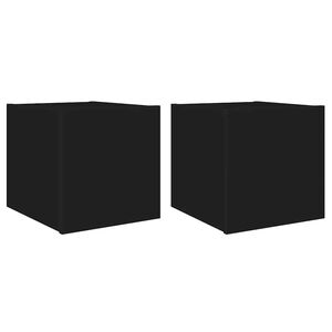 vidaXL Стенни ТВ шкафове с LED осветление, 2 бр, черни, 30,5x35x30 см
