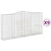 vidaXL Габионни кошници арка 9 бр 400x50x200/220 см поцинковано желязо