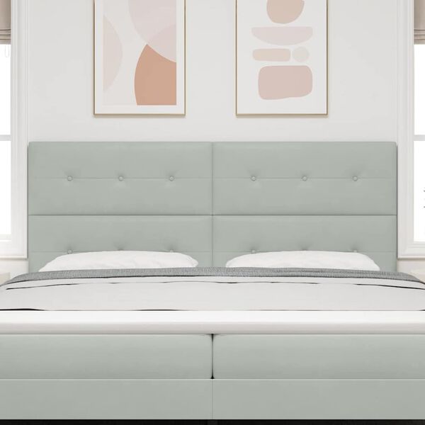 vidaXL LED глава с LED ленти Светлосиво 200 cm Кадифе