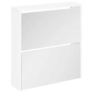 vidaXL Шкаф за обувки с двойно огледало, бял, 63x17x67 cм