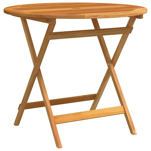vidaXL Сгъваема градинска маса, &Oslash;90x75 см, евкалипт масив