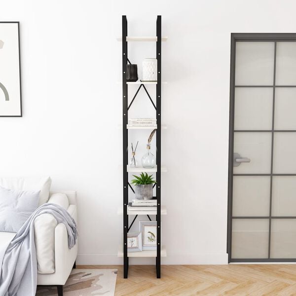 vidaXL Висок шкаф, бял, 40x30x210 см, борово дърво масив