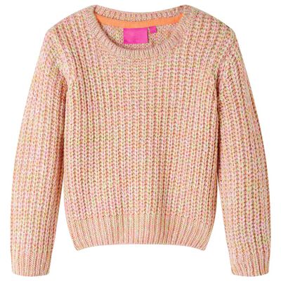 Детски плетен пуловер, бледорозово, 92