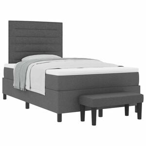 vidaXL Легло с пружинирана основа Тъмен сив 120 x 190 cm текстил