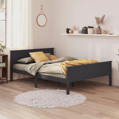 vidaXL Рамка за легло, сива, бор масив, 140х200 см