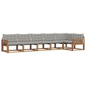 vidaXL Комплект дивани за открито 6 pcs Естествено и светло сиво
