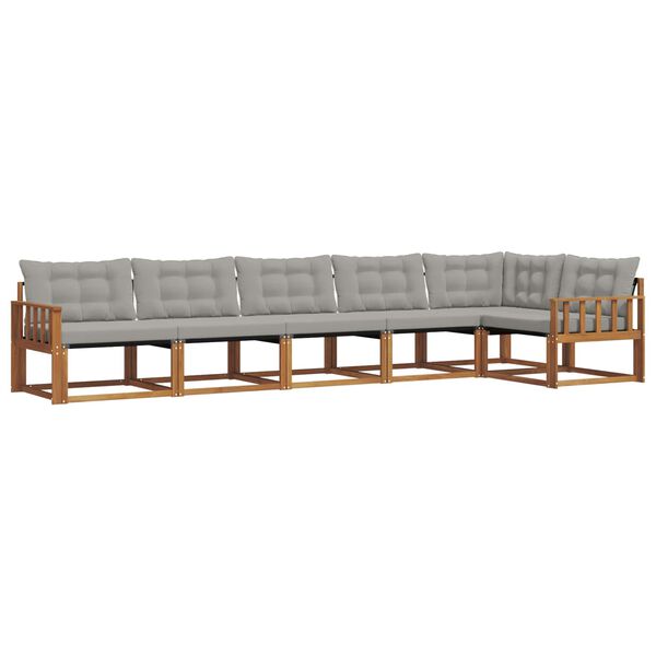 vidaXL Комплект дивани за открито 6 pcs Естествено и светло сиво