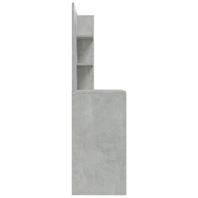 vidaXL Тоалетка с огледало, бетонно сива, 74,5x40x141 см