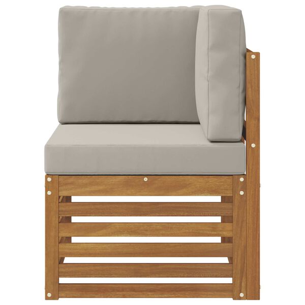 vidaXL Външен ъглов диван Солидно акациево дърво Естествен