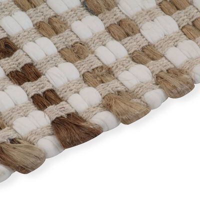 vidaXL Комплект ръчно тъкани юта постелки за баня плат естествен и бял