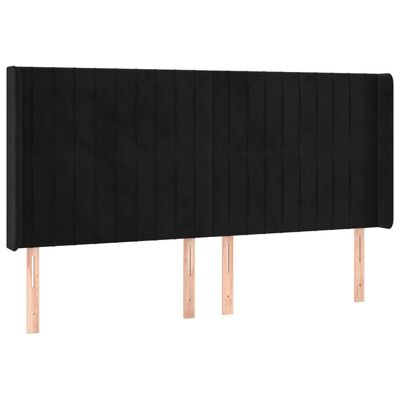 vidaXL Горна табла за легло с уши, черна, 203x16x118/128 см, кадифе