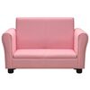vidaXL Детски диван с табуретка, розов, изкуствена кожа