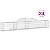 vidaXL Габионни кошници арка 3 бр 300x30x40/60 см поцинковано желязо