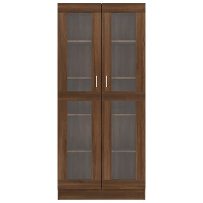 vidaXL Шкаф витрина, кафяв дъб, 82,5x30,5x185,5 см, инженерно дърво