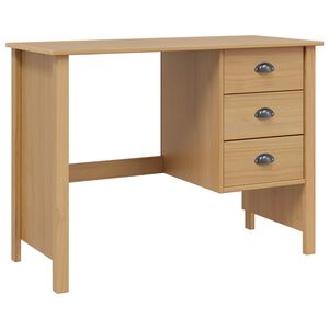 vidaXL 桌 с чекмеджета HILL Меден кафяв 100 x 45 x 74 см