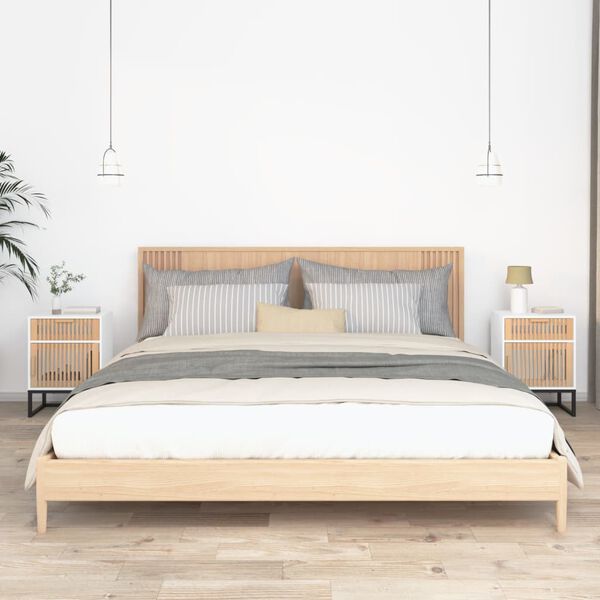 vidaXL Нощни шкафчета 2 бр бели 40x30x55,5 см инженерно дърво и желязо