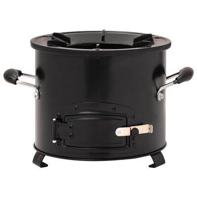 vidaXL Къмпинг печка на дърва, черна, 36x26x22,5 см, метал