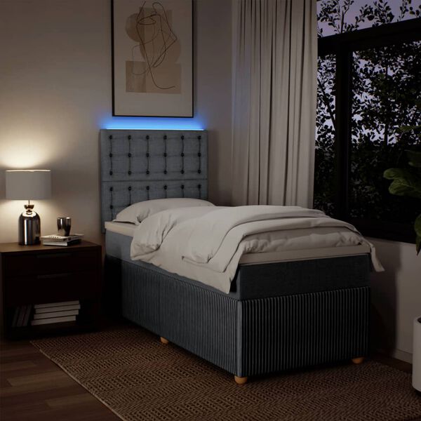 vidaXL Боксспринг легло с матрак, светлосиво, 80x200 см, плат