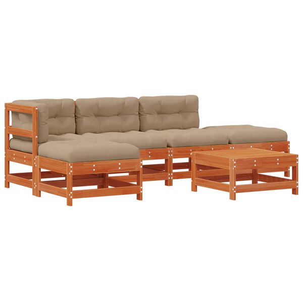 vidaXL Комплект за почивка в градина 5 pcs Восъчен Кафяв