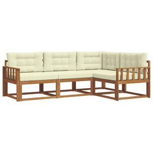 vidaXL Комплект дивани за открито 4 pcs Натурален и Крема
