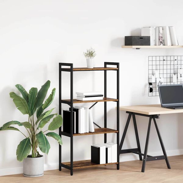 vidaXL Рафт за книги Старо дърво 40 x 30 x 85 см Инженерно дърво