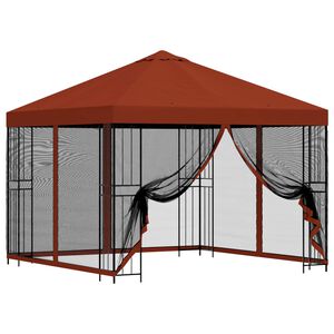 vidaXL Градинска беседка със стени 3 x 3 m Теракота