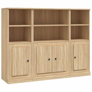 vidaXL Високи шкафове, 3 бр, сонома дъб, инженерно дърво