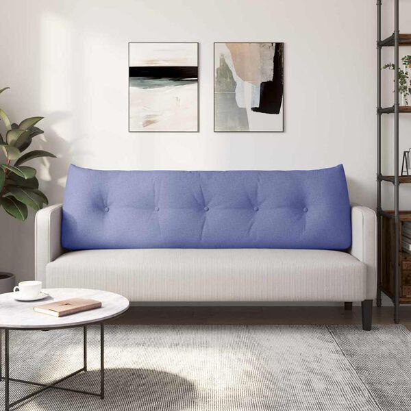 vidaXL Възглавница за гръб Дънково син 160 x 24 x 50 см текстил